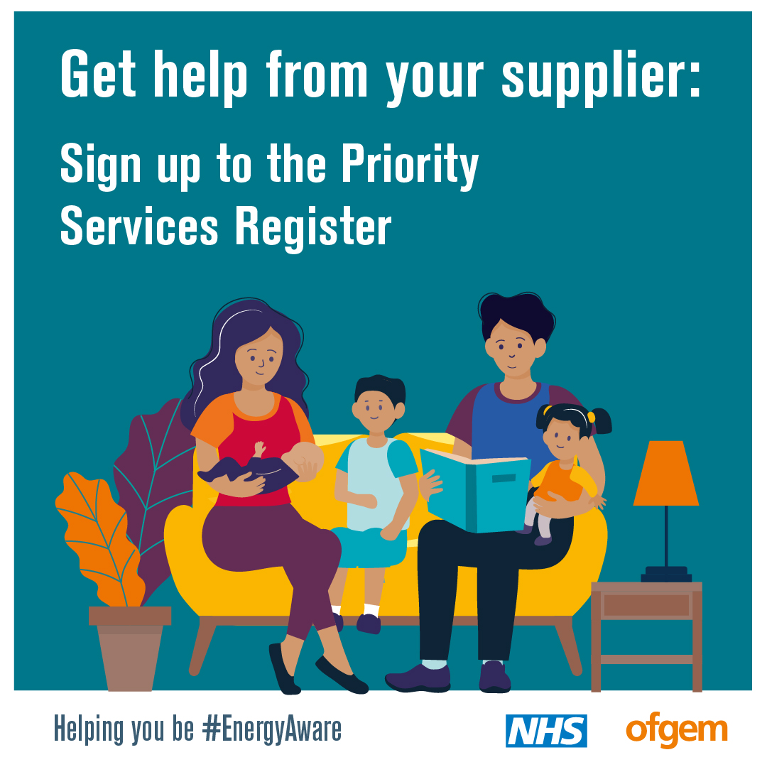 Get help from your supplier. Sign up to the priority services register