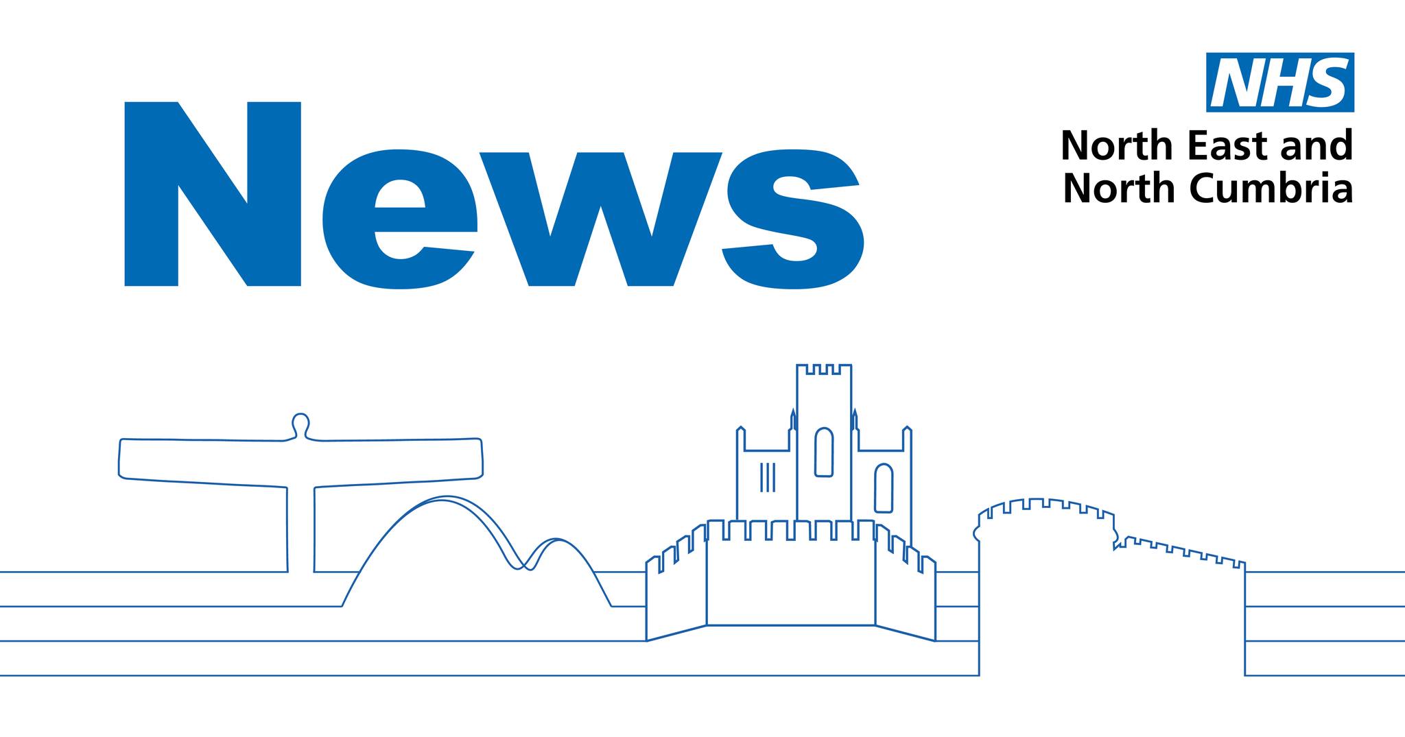 White background with news written in blue